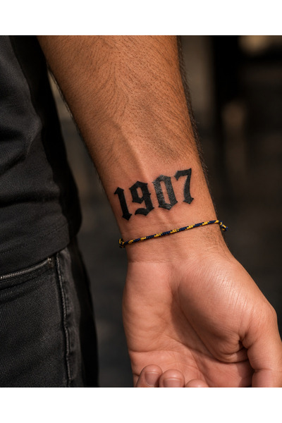 1907 Yazılı Geçici Dövme Gotik Rakam Minimal Tiny Tattoo Kol Bilek Tasarımı