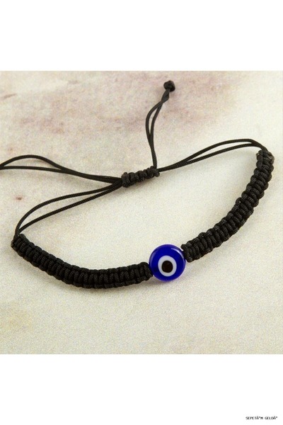 ZERO LAND Spt-Gld Nazar Macrame Braided (42924) Bracelet Black