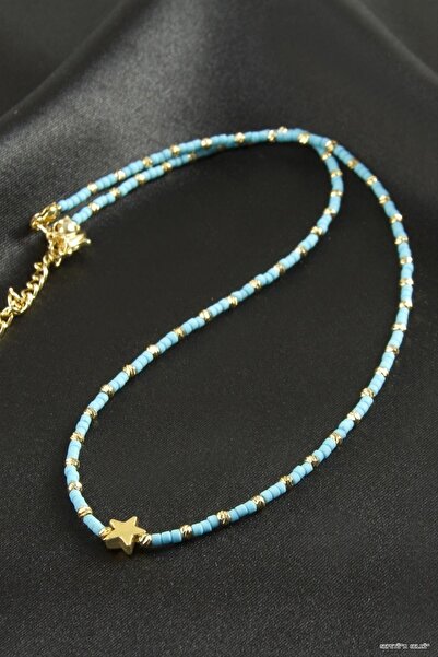 ZERO LAND Spt-Gld Dorika Miyoki Bead Necklace 1 (40920) Piece Blue