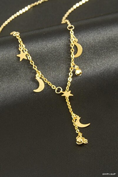 ZERO LAND Spt-Gld Star Crescent Y (41114) Necklace Yellow
