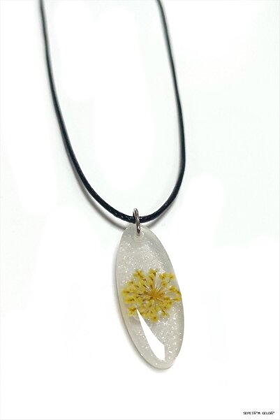 ZERO LAND Spt-Gld Sultanotu Flower Oval Epoxy (41626) Pendant White