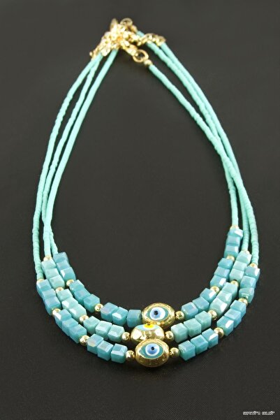 ZERO LAND Spt-Gld Mixed Figured Miyoki Bead Cube Crystal Necklace 1 (40905) P...