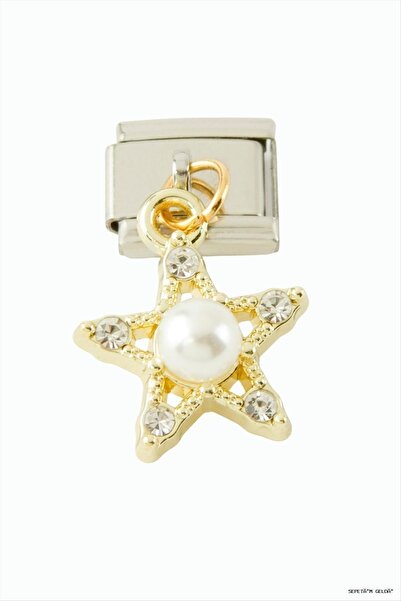 ZERO LAND Spt-Gld Star Pearl Sallatili Steel Charm (44531) Silver Color