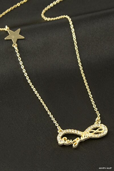 ZERO LAND Spt-Gld Dear Lover Written Infinity Luck (44517) Necklace Yellow