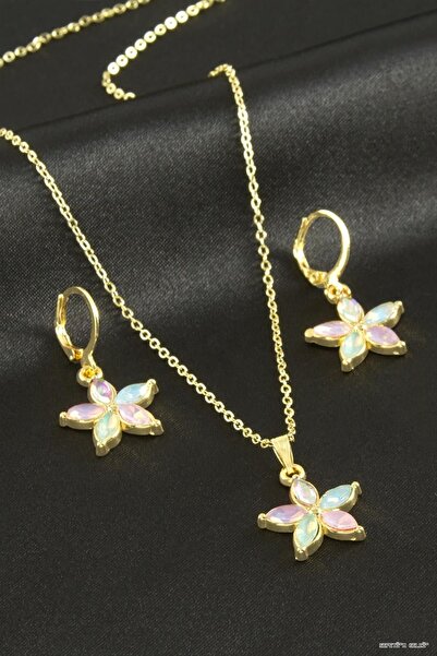 ZERO LAND Spt-Gld Daisy Stone Set (44623) Necklace Ebruli