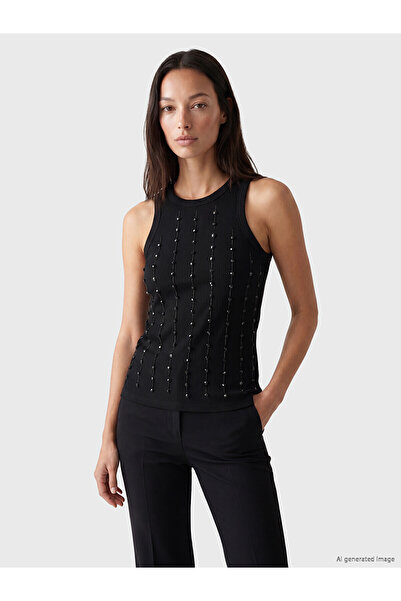 LC Waikiki Nevavm Women's Oval Collar Sequin Embroidered Undershirt with a Di...