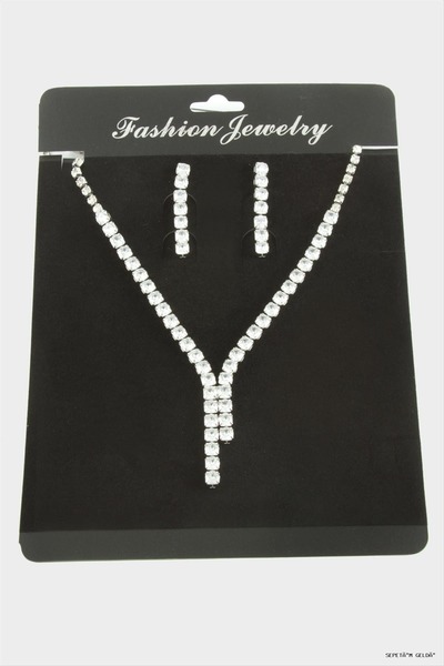 ZERO LAND Spt-Gld Tur Zircon Stone Luxury Set Necklace 5 mm (42640) Silver Color