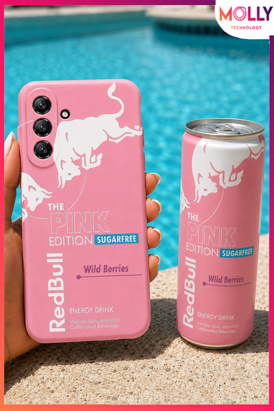 Molly SAMSUNG GALAXY A24 İçin Pamuk Şeker Redbull The Pink Edition Desenli İç...