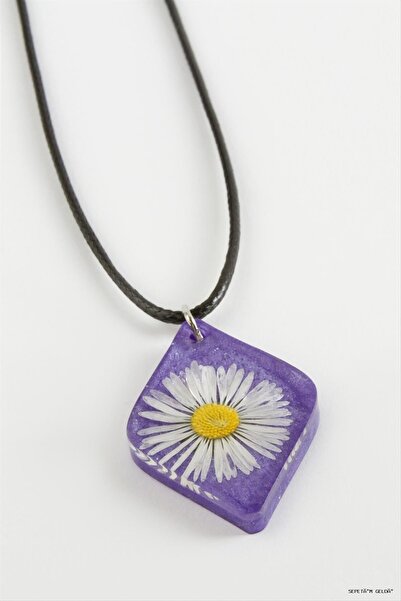 ZERO LAND Spt-Gld Daisy Cornered Epoxy (50203) Pendant Purple