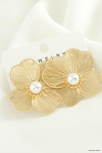 ZERO LAND Spt-Gld Flower Pearl Tr Metal (45345) Earrings Yellow