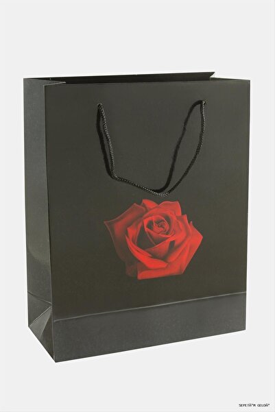 ZERO LAND Spt-Gld 20X25 Rose Drawstring Cardboard Bag 1 (50009) Piece Black