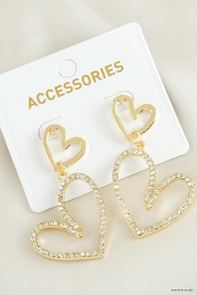 ZERO LAND Spt-Gld Heart New Season Stone (55705) Earrings Yellow