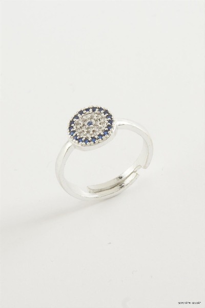 ZERO LAND Spt-Gld Evil Eye Stone Ring (60237) Silver Color