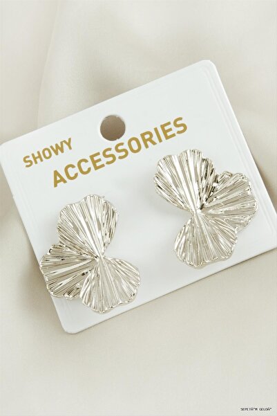 ZERO LAND Spt-Gld Yaprak New Season Metal Earrings (51050) Silver Color