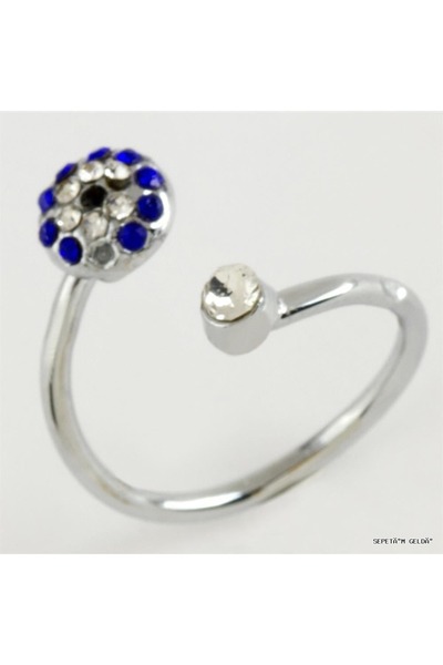 ZERO LAND Spt-Gld Evil Eye Stone Joint Ring 1 Piece (53846) Silver Color