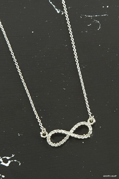 ZERO LAND Spt-Gld Infinity Zircon Stone Tr Necklace (50537) Silver Color