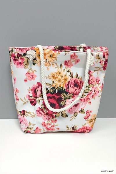 ZERO LAND Spt-Gld Rose Patterned Beach Bag (53605) Pink