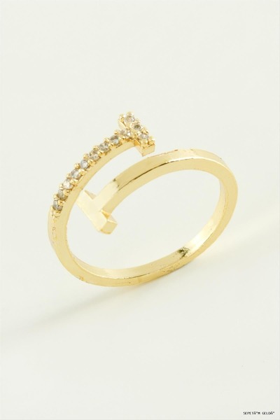 ZERO LAND Spt-Gld Nail Zircon Stone (52646) Ring Yellow