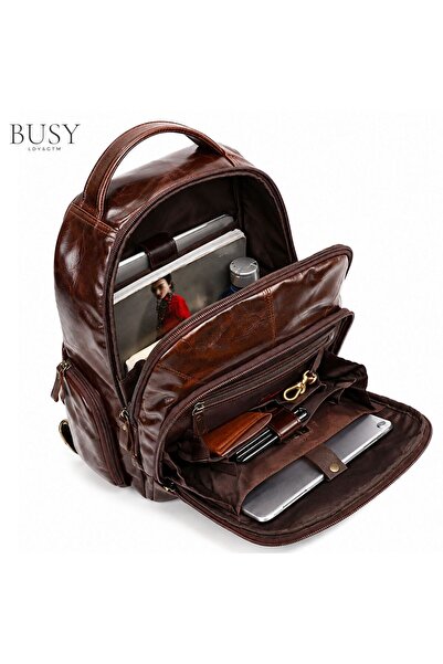 Busy Ldy & Gtm Rucsac pentru laptop din piele BUSY Lady & Gentleman ®   Dalis - Ulei de cafea
