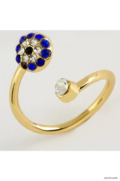 ZERO LAND Spt-Gld Evil Eye Stone Joint Ring 1 (51728) Piece Yellow