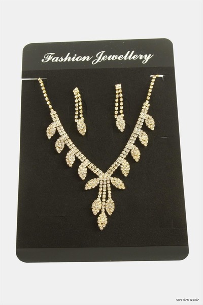 ZERO LAND Spt-Gld Leaf Luxury Waterway Set (45612) Necklace Yellow