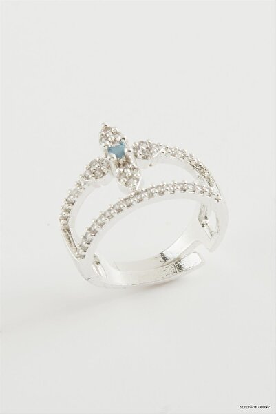 ZERO LAND Spt-Gld Flower Zircon Stone Ring (50000) Silver Color