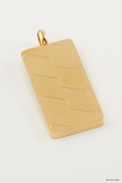 ZERO LAND Spt-Gld Rectangular Name-Engravable Steel Pendant 2.5X3.5 (50845) c...