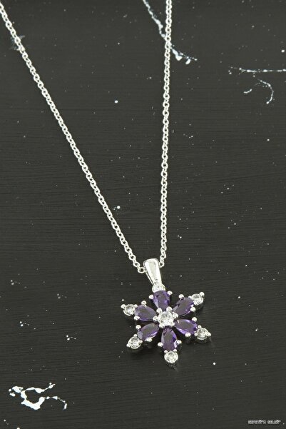 ZERO LAND Spt-Gld Lotus Zircon Stone Tr (50535) Necklace Purple