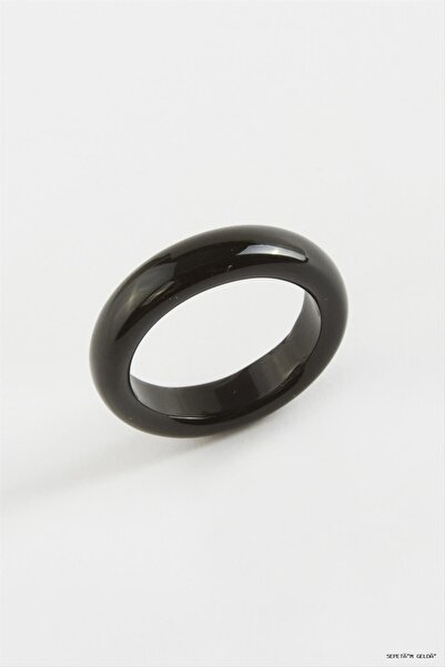 ZERO LAND Spt-Gld Agate Natural Stone (45637) Ring Black