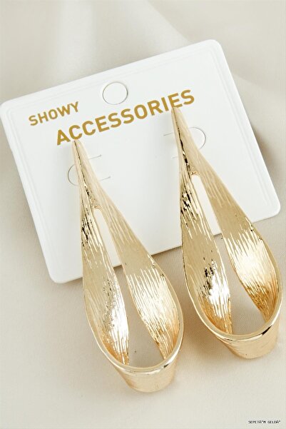 ZERO LAND Spt-Gld Oval New Season Metal (55703) Earrings Yellow