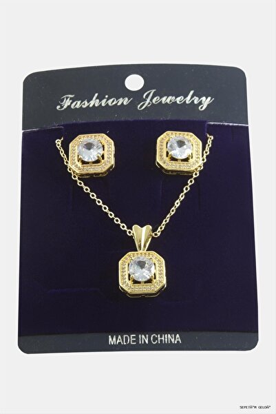 ZERO LAND Spt-Gld Square Zircon Stone Set Necklace (53020) Silver Color