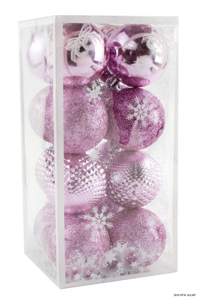 ZERO LAND Spt-Gld 16 Pieces Luxury Pink Color Cici Ball Christmas (53215) Tre...