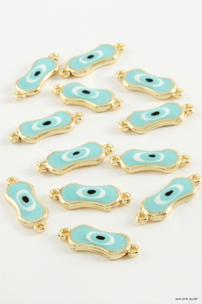 ZERO LAND Spt-Gld Oval Evil Eye Double Handle Enamel Bracelet and Pendant Hor...