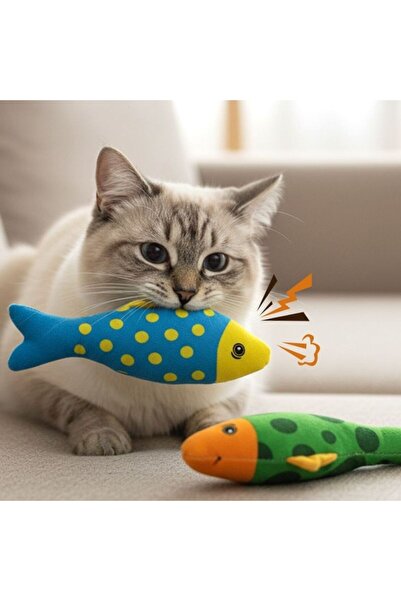 idei Printed rainbow fish Plush toy 19.5×7.5 cm, cat toy with sound effect, f...
