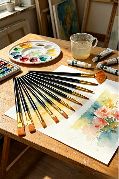 Generic Brand 10pcs Nylon Paint Brush Set Premium Art Painting Supplies Water...