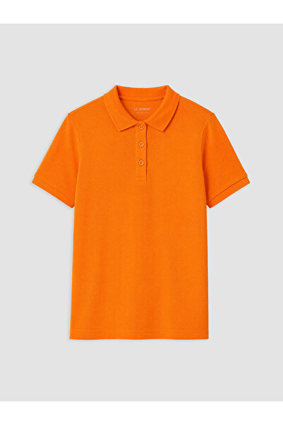 LC Waikiki Alita City Lcw Kids Orange Polo Collar Girls' Pique T-Shirt with a...