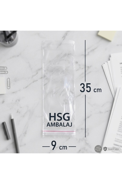 HSG TEMİZLİK 9x30+5 سم (9*35) 250 قطعة - كيس جيلاتين شفاف لاصق من مادة OPP