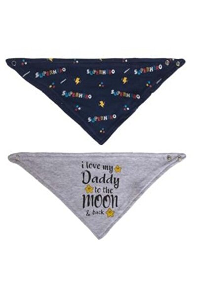 OEM Baveta - Βαμβάκι κασκόλ γκρι μπλε "superhero - i love my dad" για νεογένν...