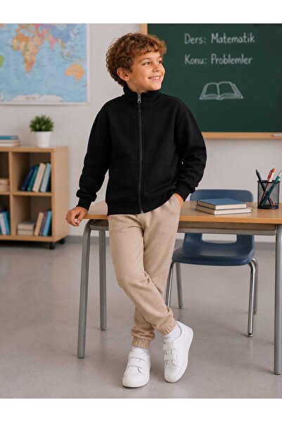 BEBEĞİME ÇORAP Cardigan unisex pentru copii, cu 3 fire, fără fir, cu guler înalt și fermoar