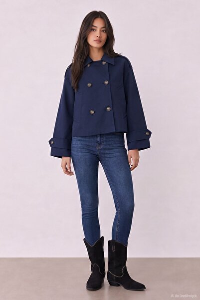 Quzu Crop Detaylı Trençkot