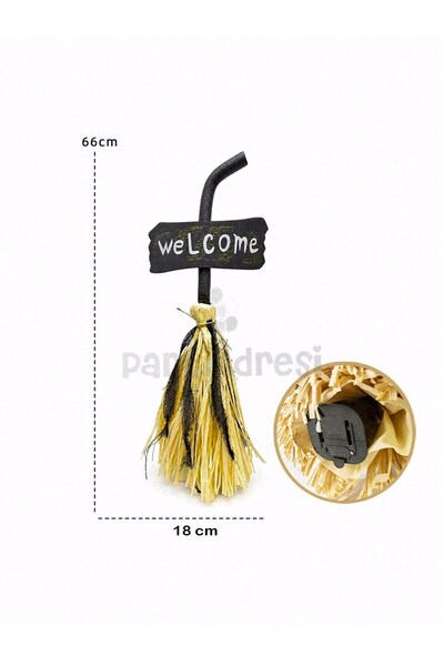 Parti Adresi Cadılar Bayramı Müzikli ve Hareketli Cadı Süpürgesi – Halloween Parti Dekoru 66 cm