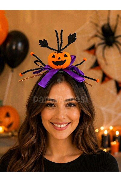 Parti Adresi Balkabağı Figürlü Halloween Taç – Cadılar Bayramı Saç Kostüm Aks...