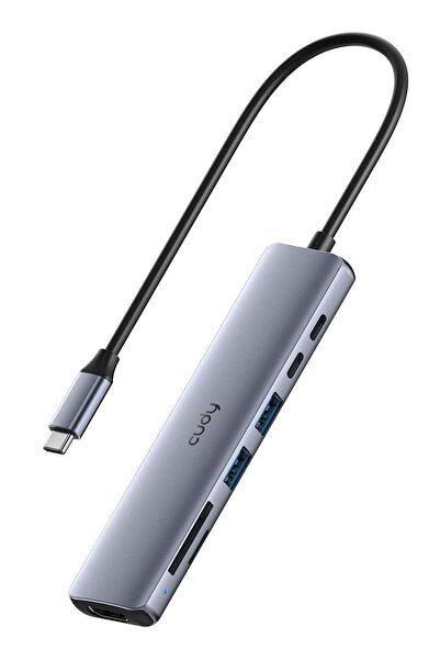 cudy محول USB-C متعدد المنافذ 7 في 1 مع منفذ HDMI بدقة 4K، وفتحة بطاقة SD، وف...
