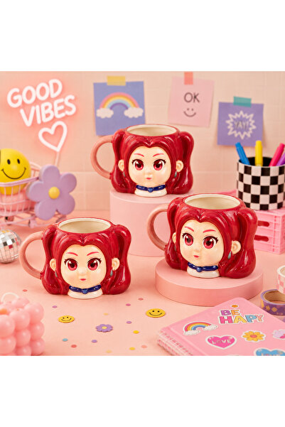 hediyeofisi Hediye Ofisi K-POP Sevimli Kız Figürlü 3D Seramik Kupa – Dekorati...