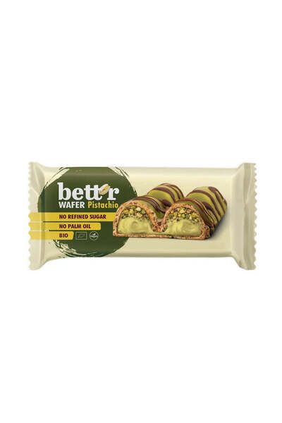BETTR Baton de napolitană vegan organic cu umplutură de fistic 30 g