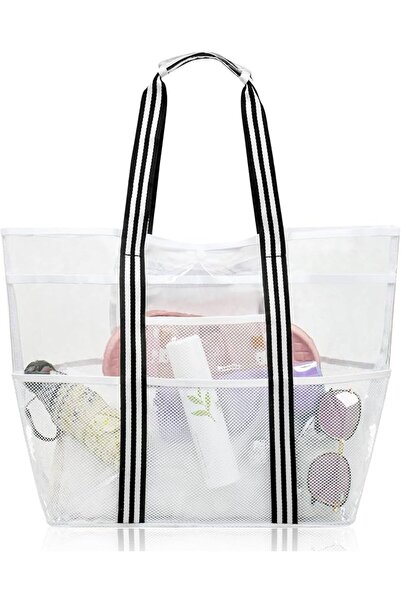 EXCEFORE Large Transparent Tote Bag for Women, Extra Large Beach Bag, Waterpr...