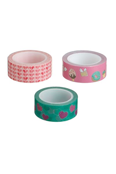 OEM Set benzi adezive Washi pentru decor și craft, 3 bucăți, 1.5cm – lipire c...
