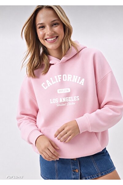FUFLUNS California Los Angeles Printed Oversized Unisex Hooded Sweatshirt