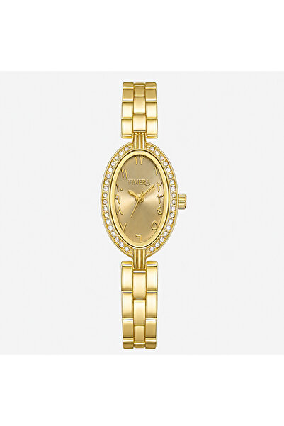 TIMERA ساعة ذهبية بواجهة بيضاوية ومينا ذهبية وأرقام عربية -TIMERA Gold-Tone O...
