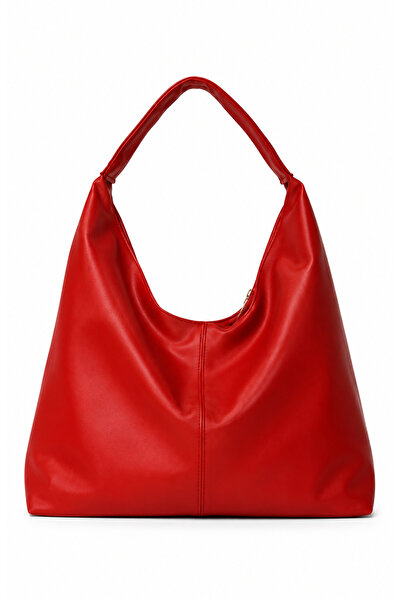 EBROU Women's Red Large Size Shoulder and Tote Bag - Large Volume